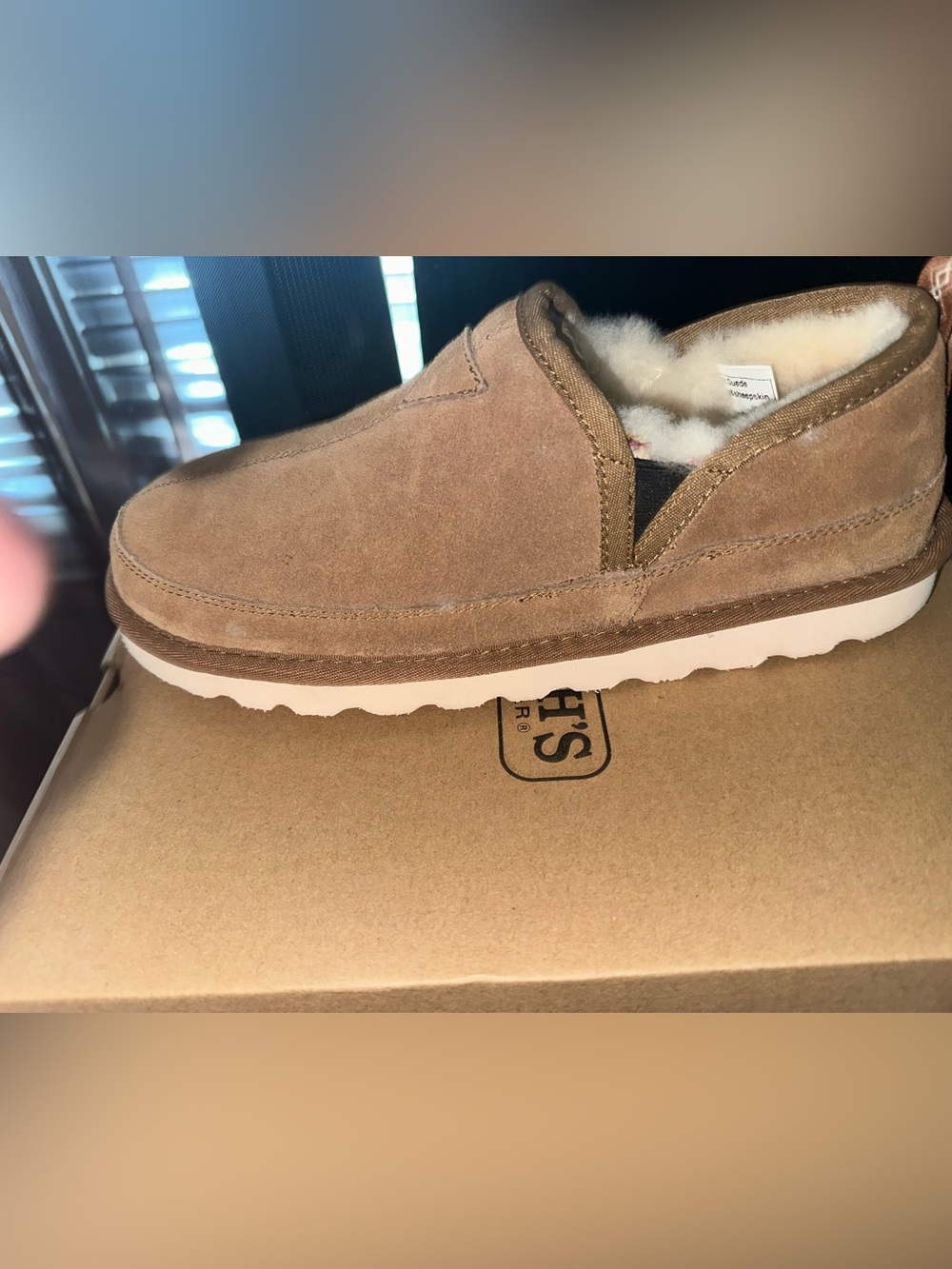 SMITH Tan Suede Slip-On Loafers with Shearling Lining